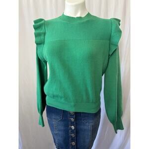 Shein Green Ruffle Shoulder Sweater - Size Medium